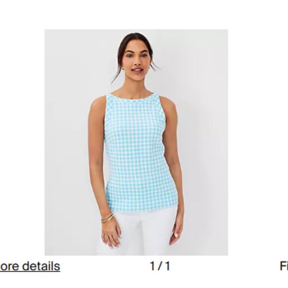 Ann Taylor Tops - Ann Taylor Gingham Boatneck Tank Top Size M NWT